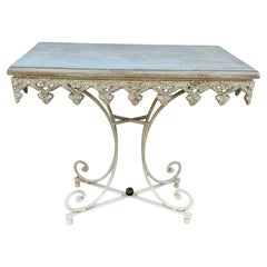 French Iron and Wood Pastry Console Wine Table