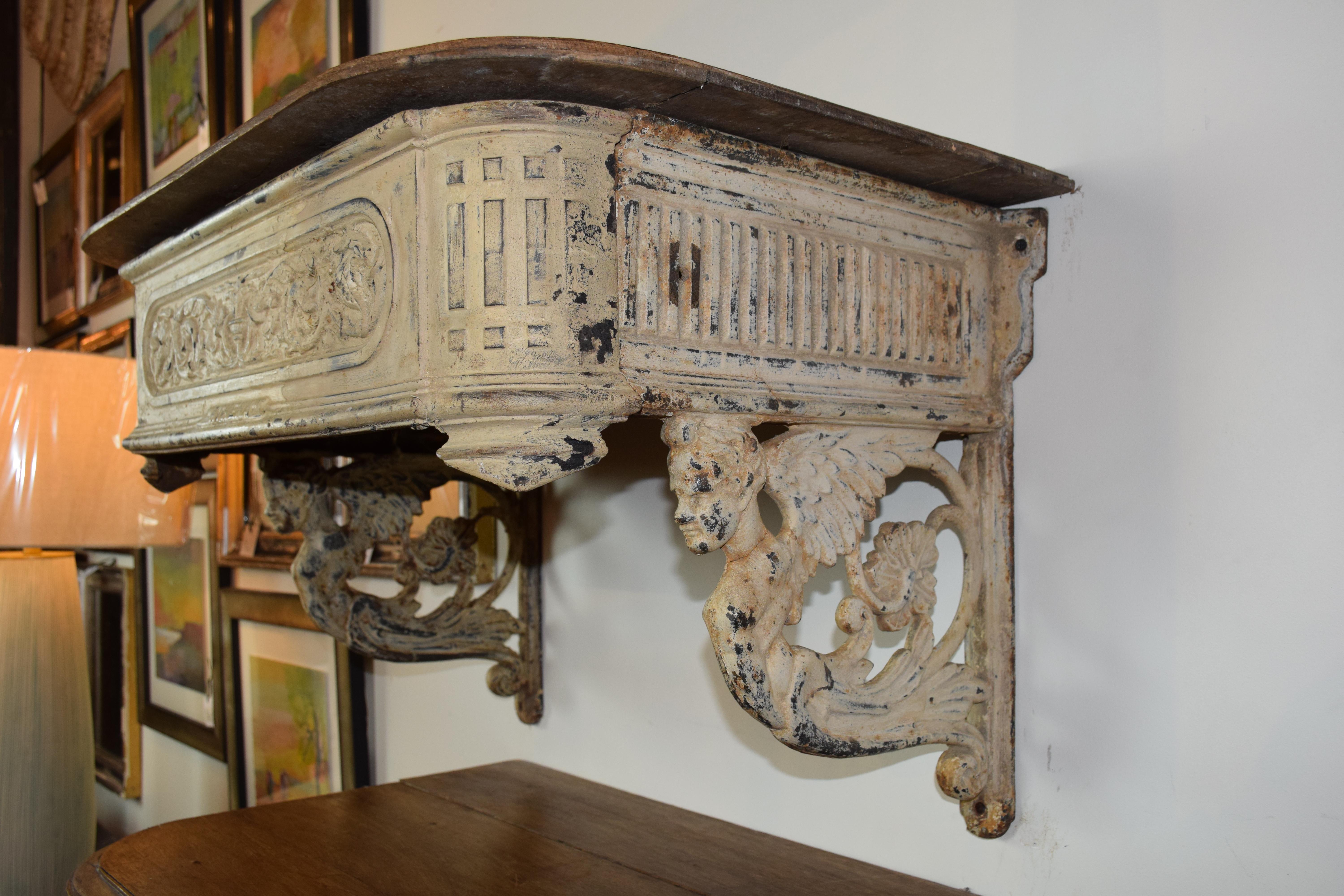 French Iron and Wood Wall Mounted Console 5