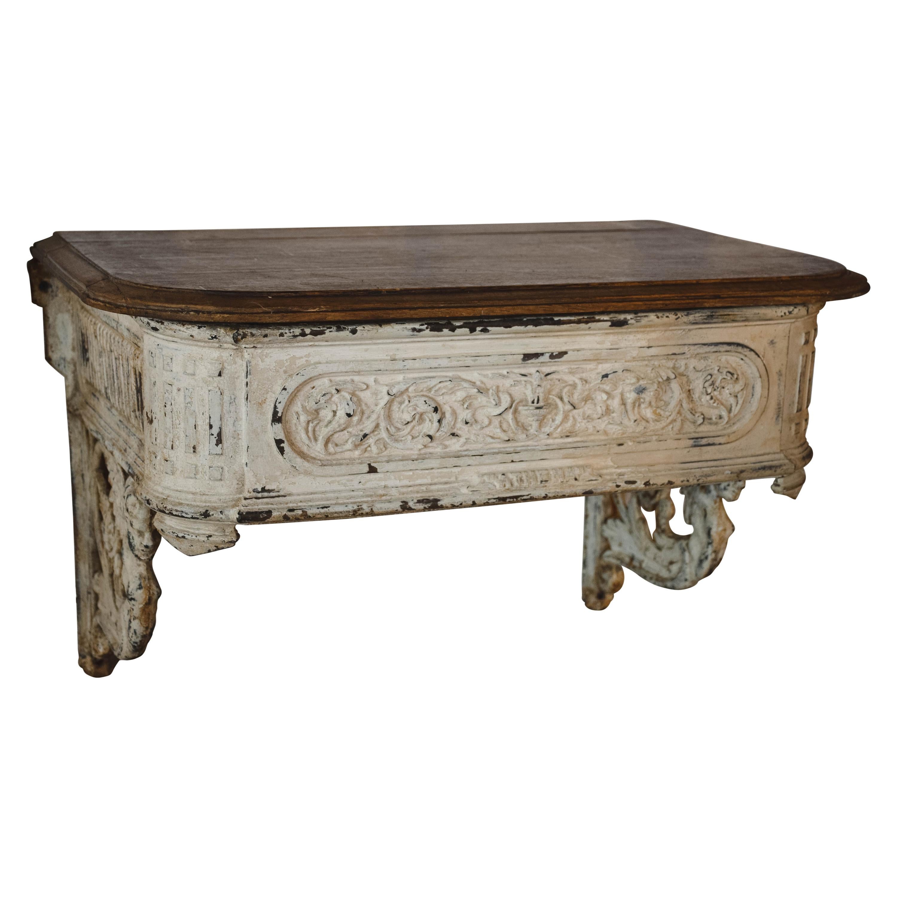 French Iron and Wood Wall Mounted Console