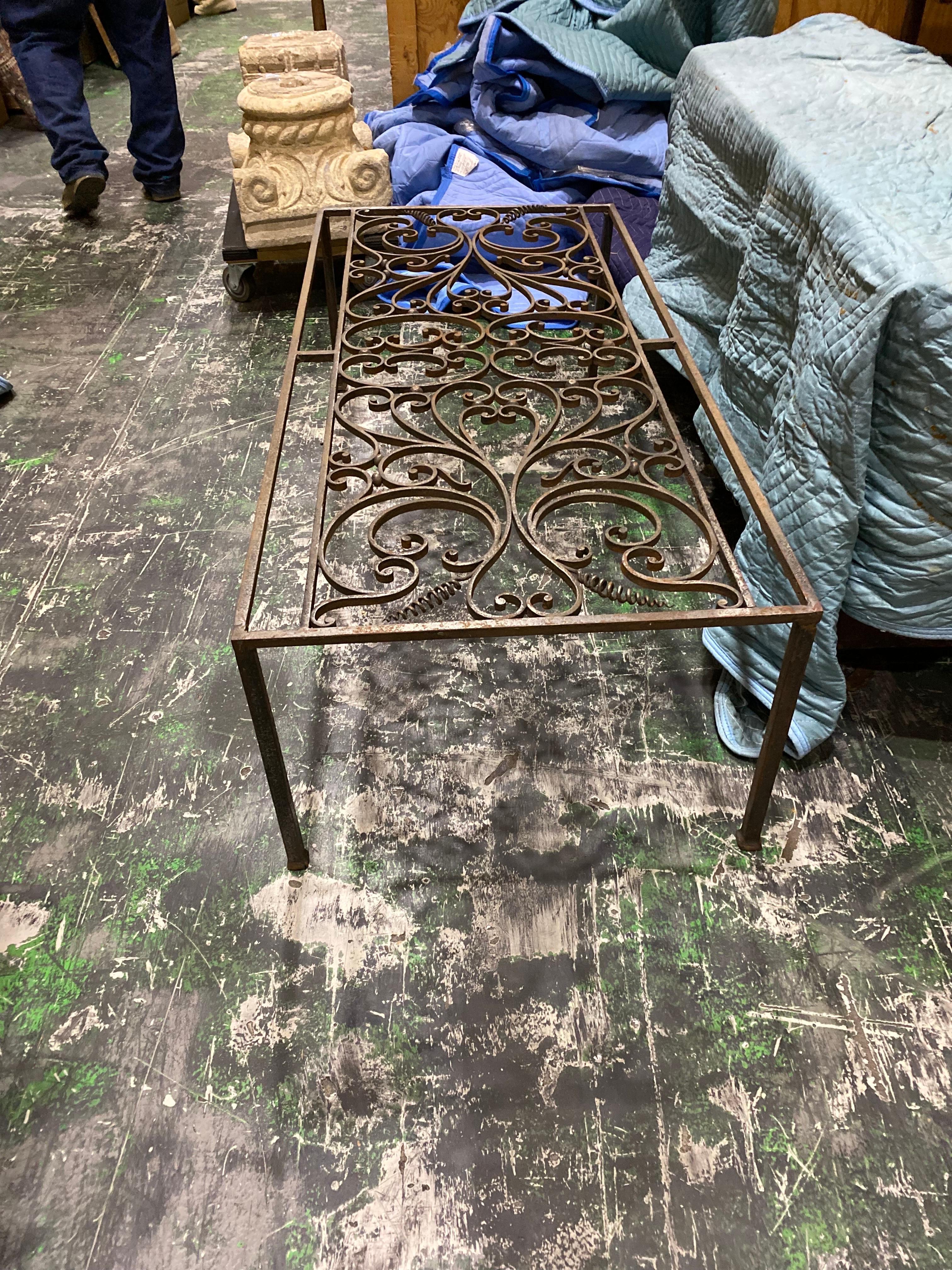 20th Century French Iron Architectural Fragment Coffee Table Frame For Sale