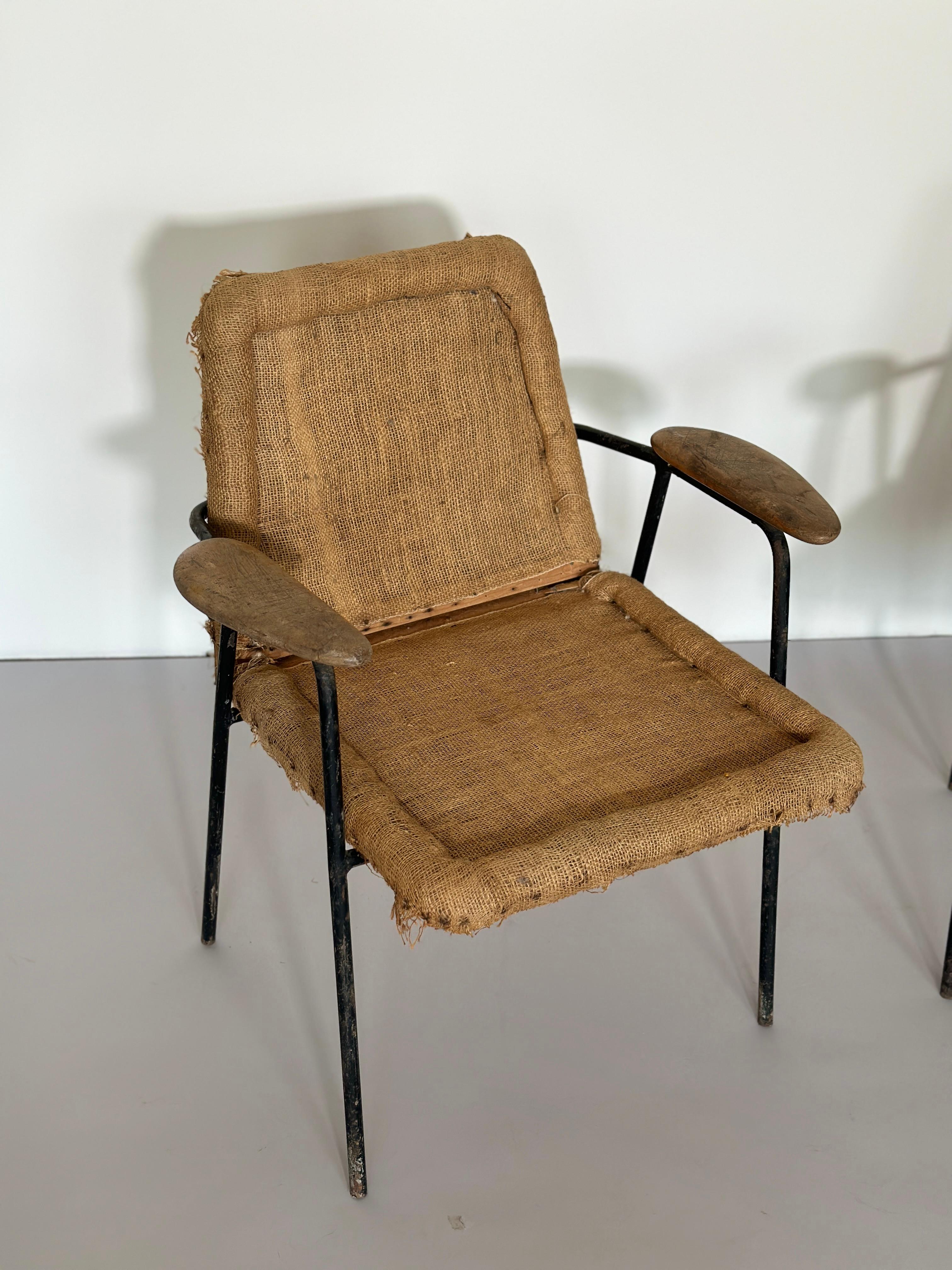 Mid-20th Century French Iron Armchairs 1950s For Sale