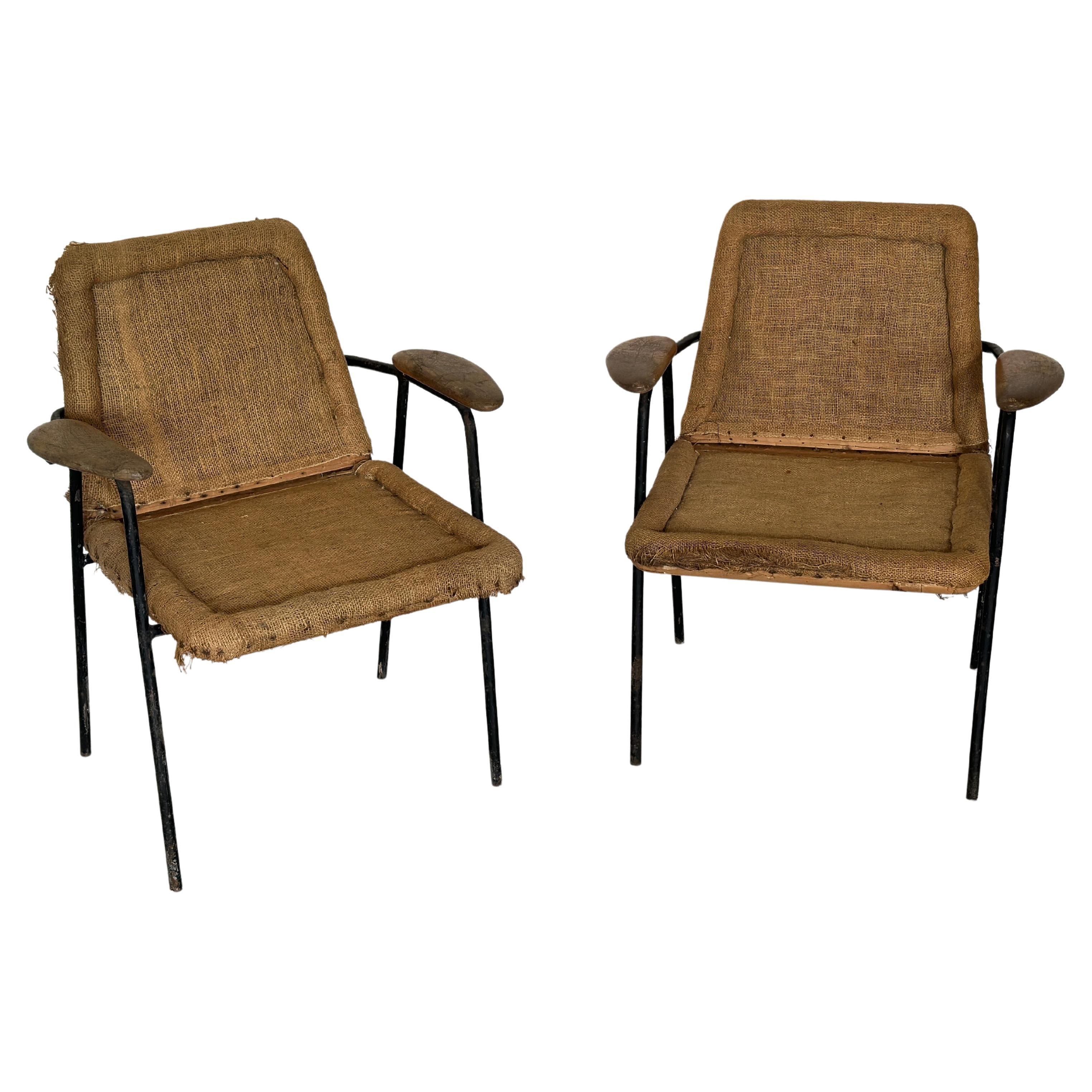 French Iron Armchairs 1950s For Sale