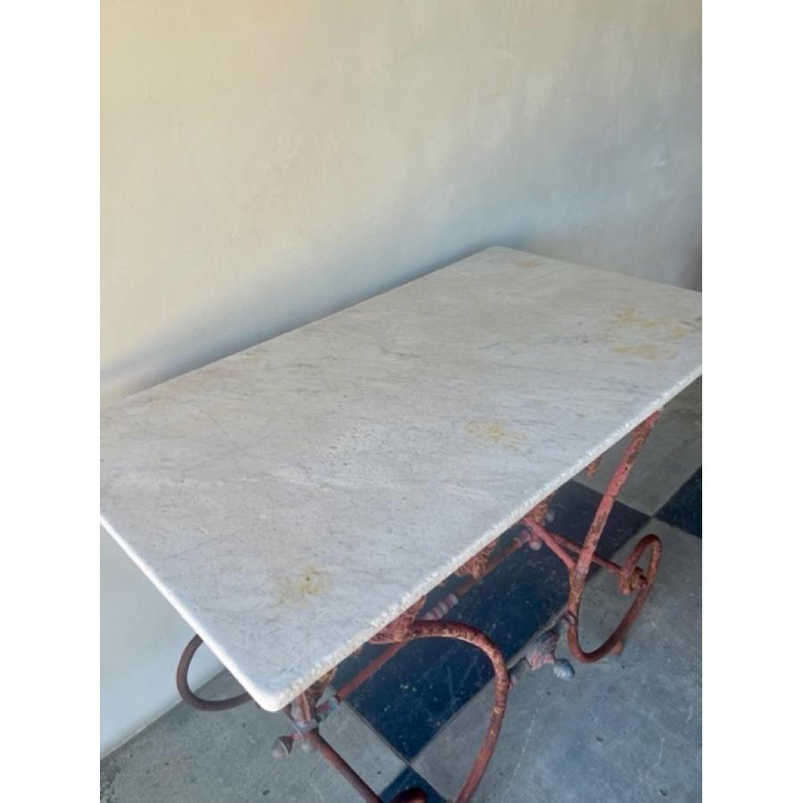 French Iron Baker's Table Topped with Marble, 19th Century, FR-0139 For Sale 2