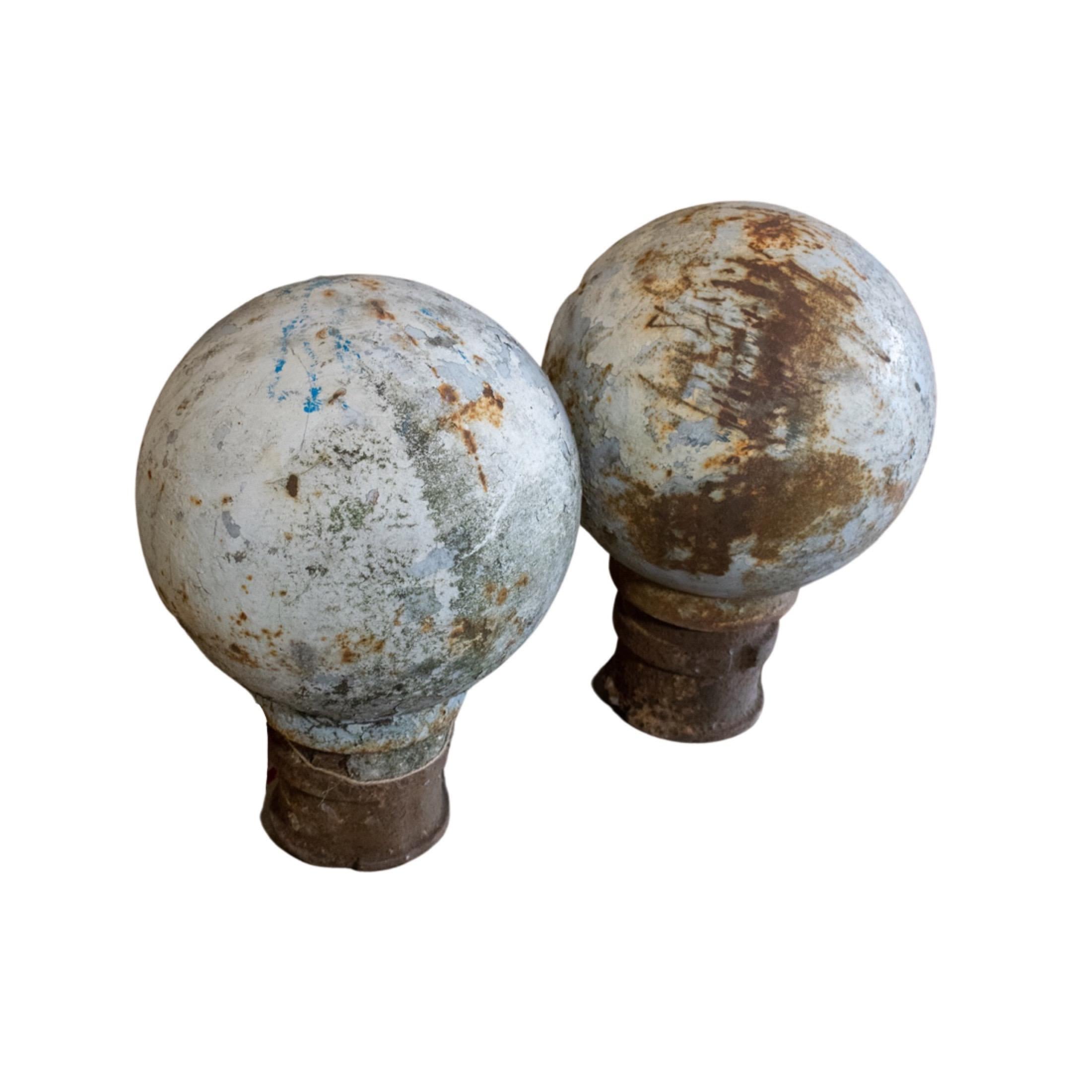 18th Century French Iron Ball Finials For Sale