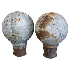 Antique French Iron Ball Finials