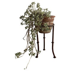 Vintage French Iron Bamboo Tripod Plant Stand 