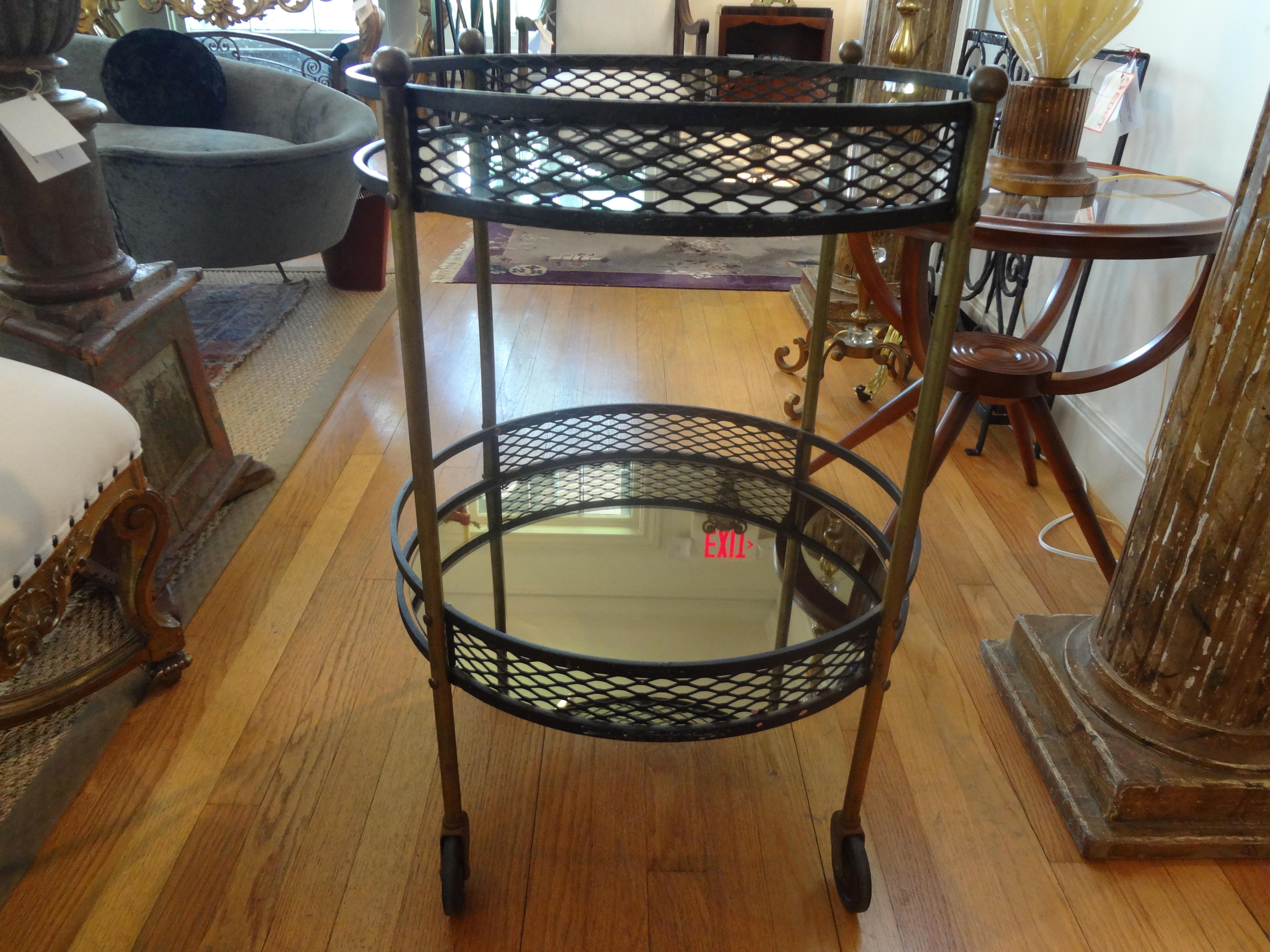 French Iron and Brass Bar Cart Attributed to Mathieu Matégot 3