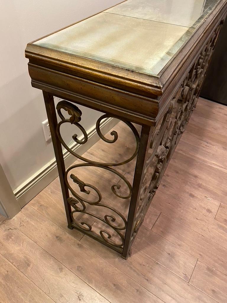 Forged French Iron Base Credenza with Mirror Top