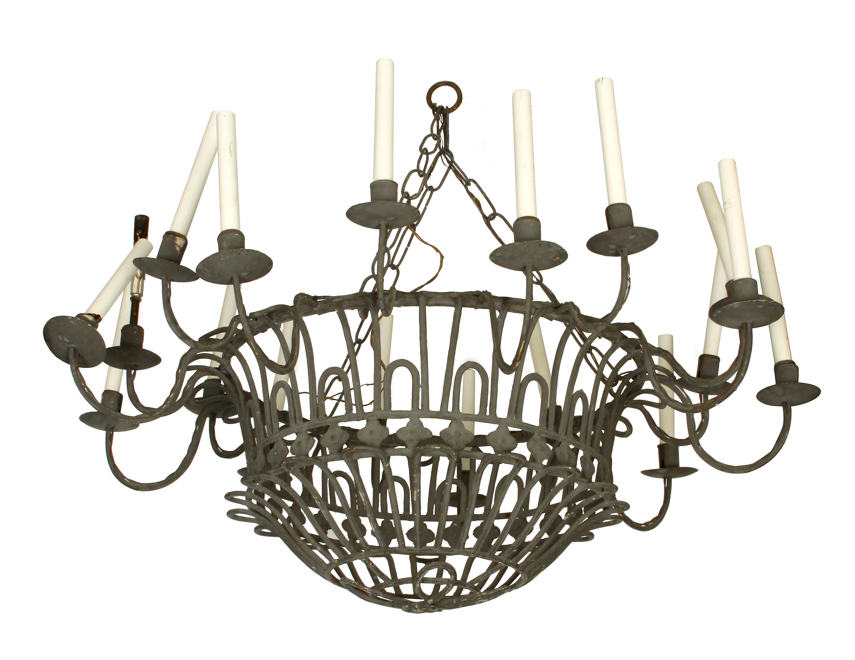 French Iron Basket Chandelier In Good Condition In Locust Valley, NY