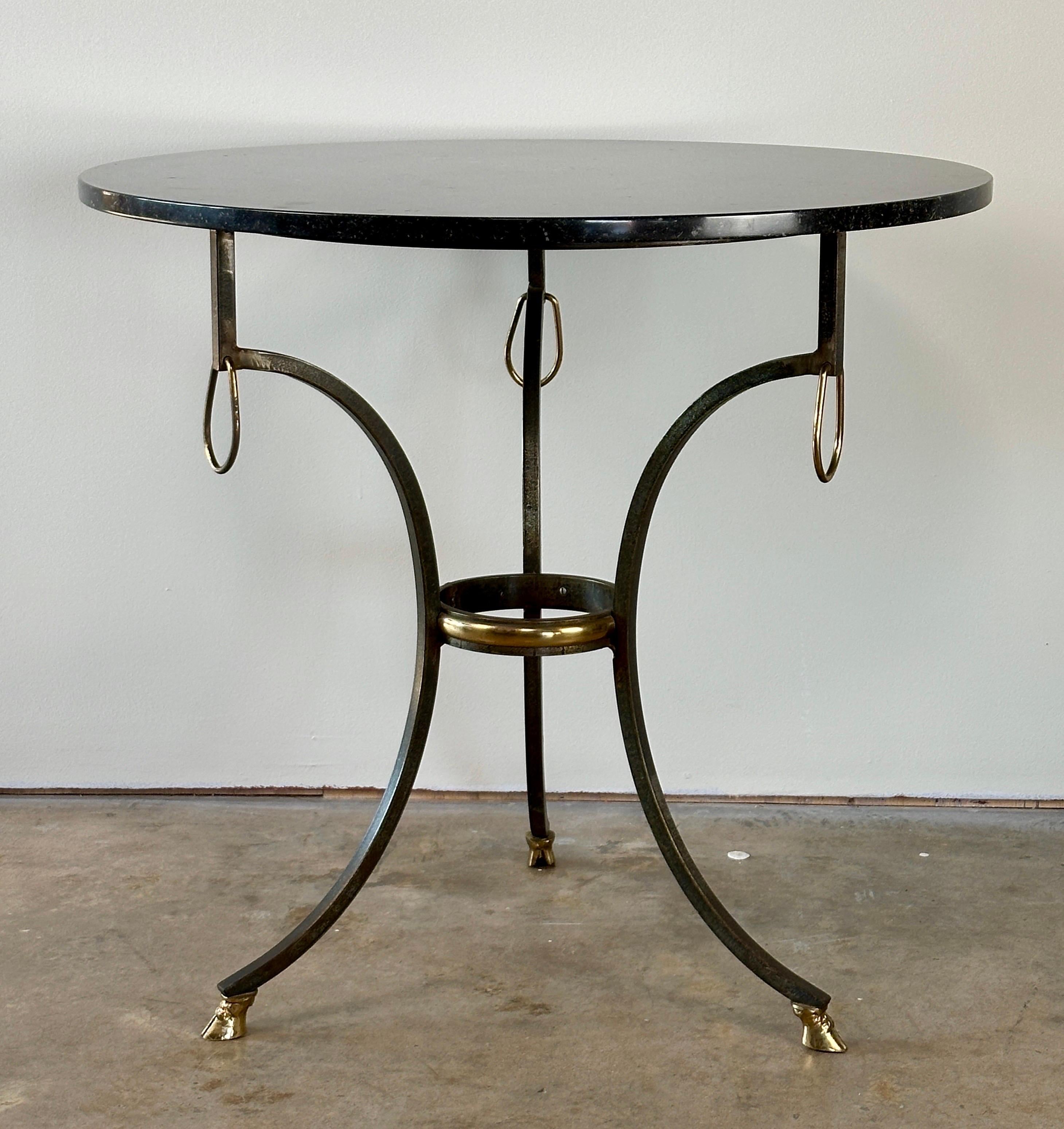 French Iron & Brass Gueridon with Stone Top attributed to Yale Burge 7
