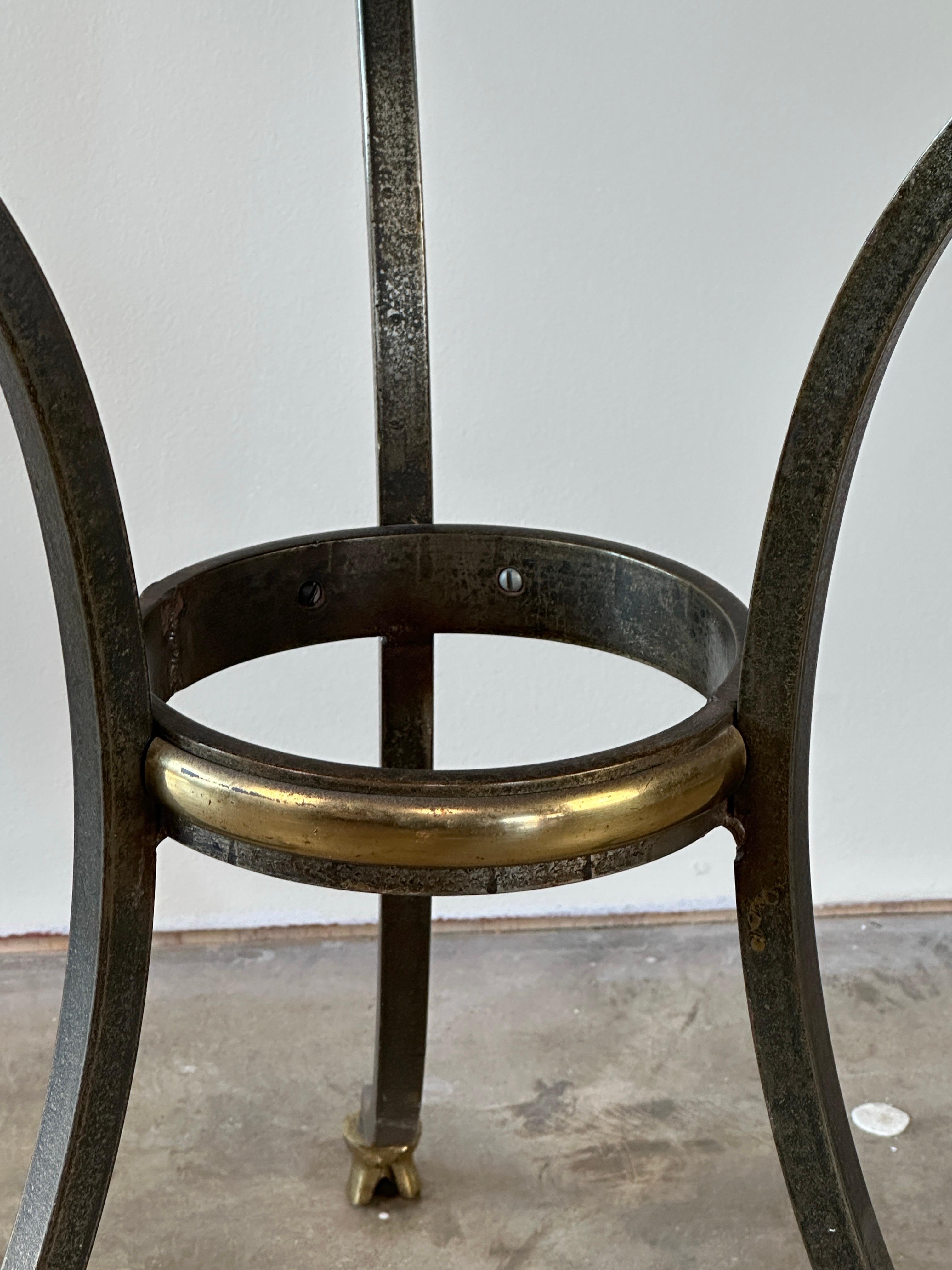 French Iron & Brass Gueridon with Stone Top attributed to Yale Burge 1