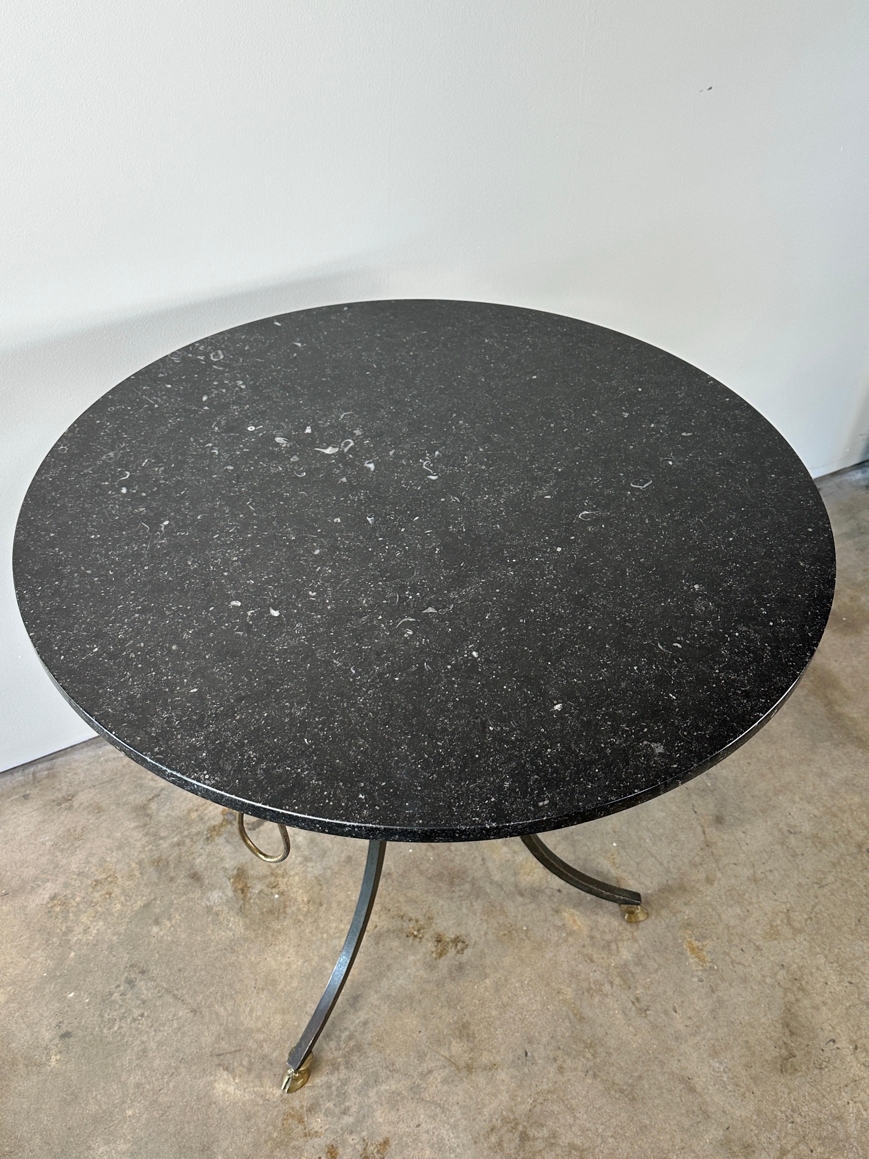 French Iron & Brass Gueridon with Stone Top attributed to Yale Burge 4