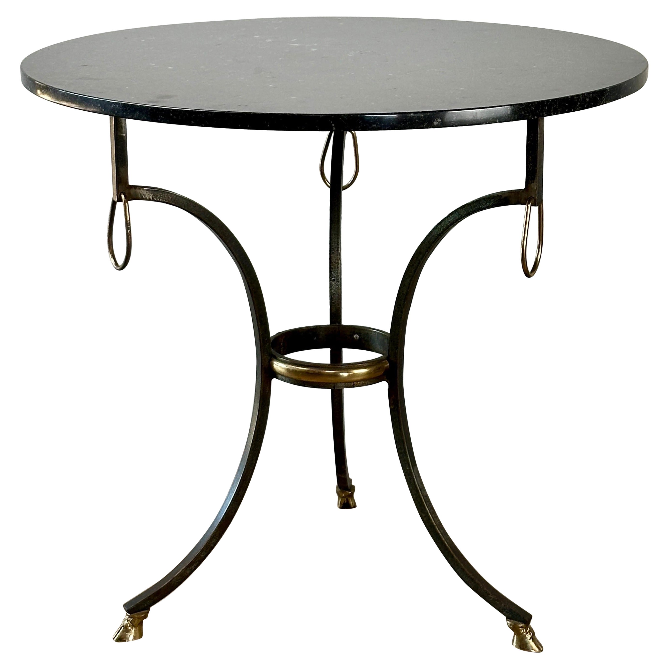 French Iron & Brass Gueridon with Stone Top attributed to Yale Burge