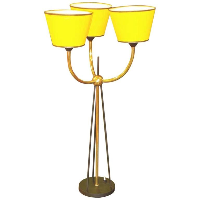 French Iron & Brass Triton Table Lamp For Sale