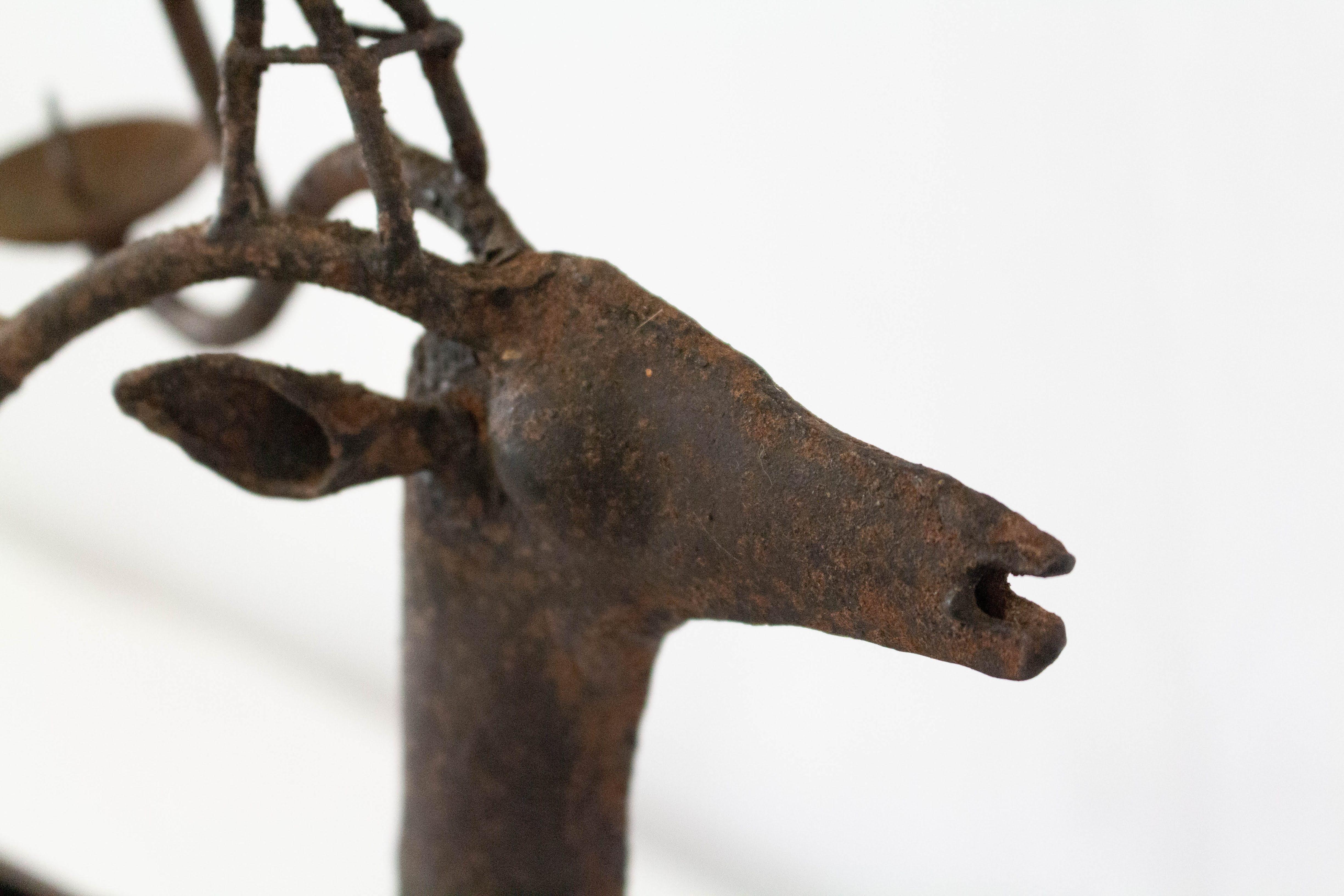 French Iron Candleholder Deer Christmas Gift or Decoration Midcentury For Sale 1