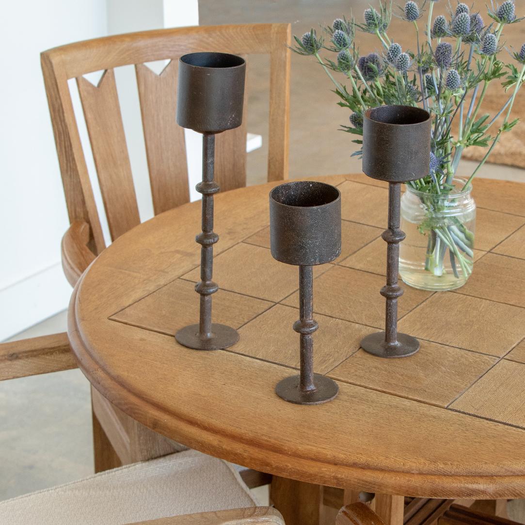 French Iron Candle Holder, Set of 3 In Good Condition In Los Angeles, CA