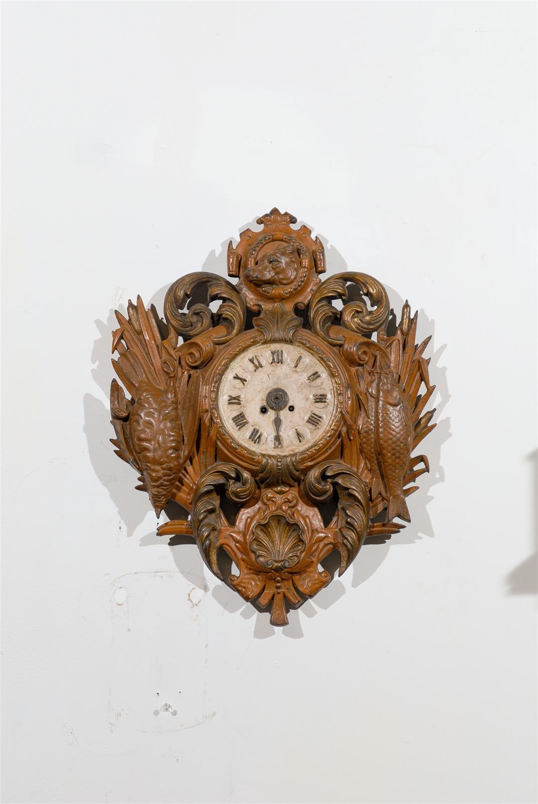 French Iron Cartel Clock In Good Condition In Atlanta, GA