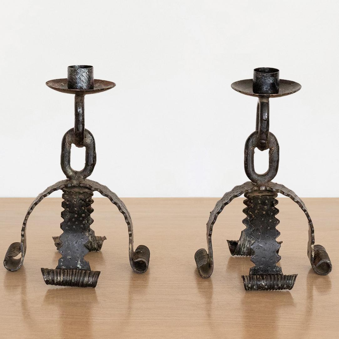 20th Century French Iron Chain Candlestick