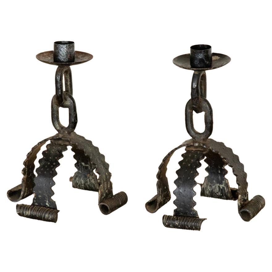 French Iron Chain Candlestick