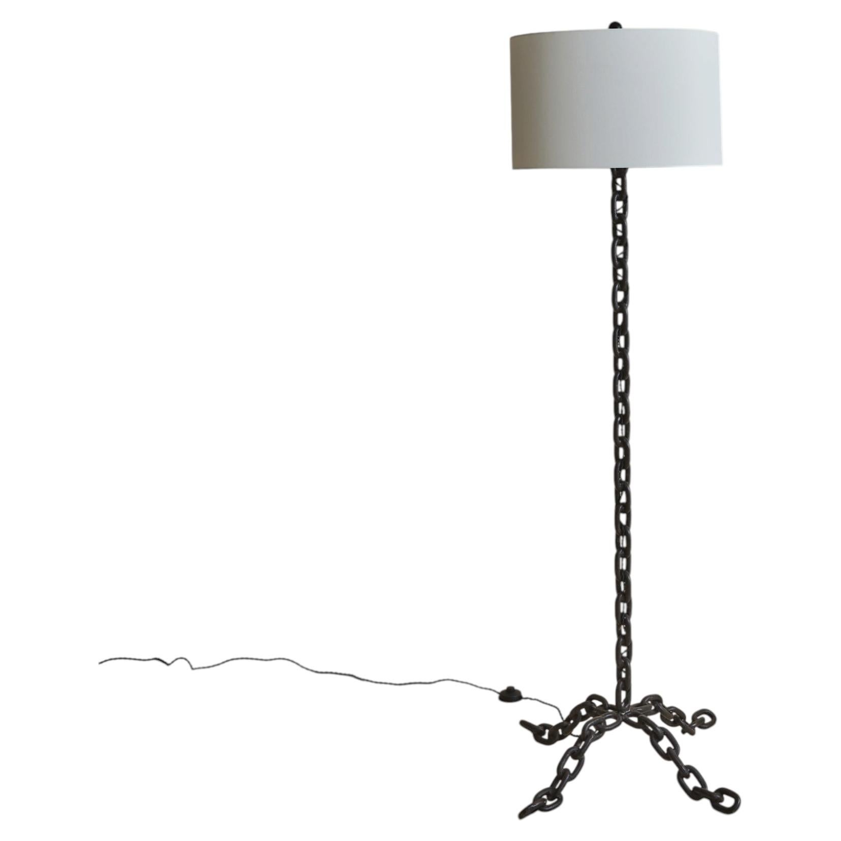 French Iron Chain Floor Lamp, 1960s