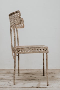 French Iron Chair from the 1930s, Unusual Model, Great Patina