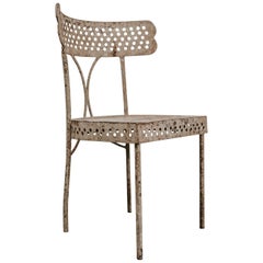 French Iron Chair from the 1930s, Unusual Model, Great Patina