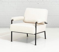French Iron Chair White Boucle, 1950