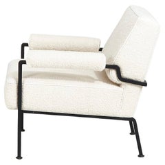French Iron Chair White Boucle, 1950