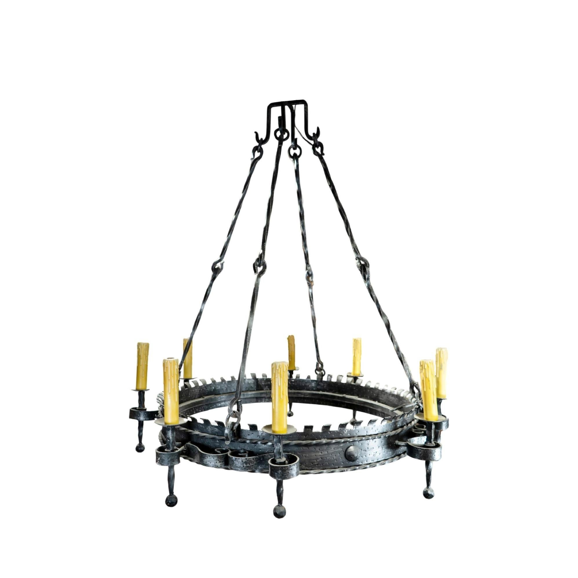 French Iron Chandelier In Good Condition For Sale In Dallas, TX