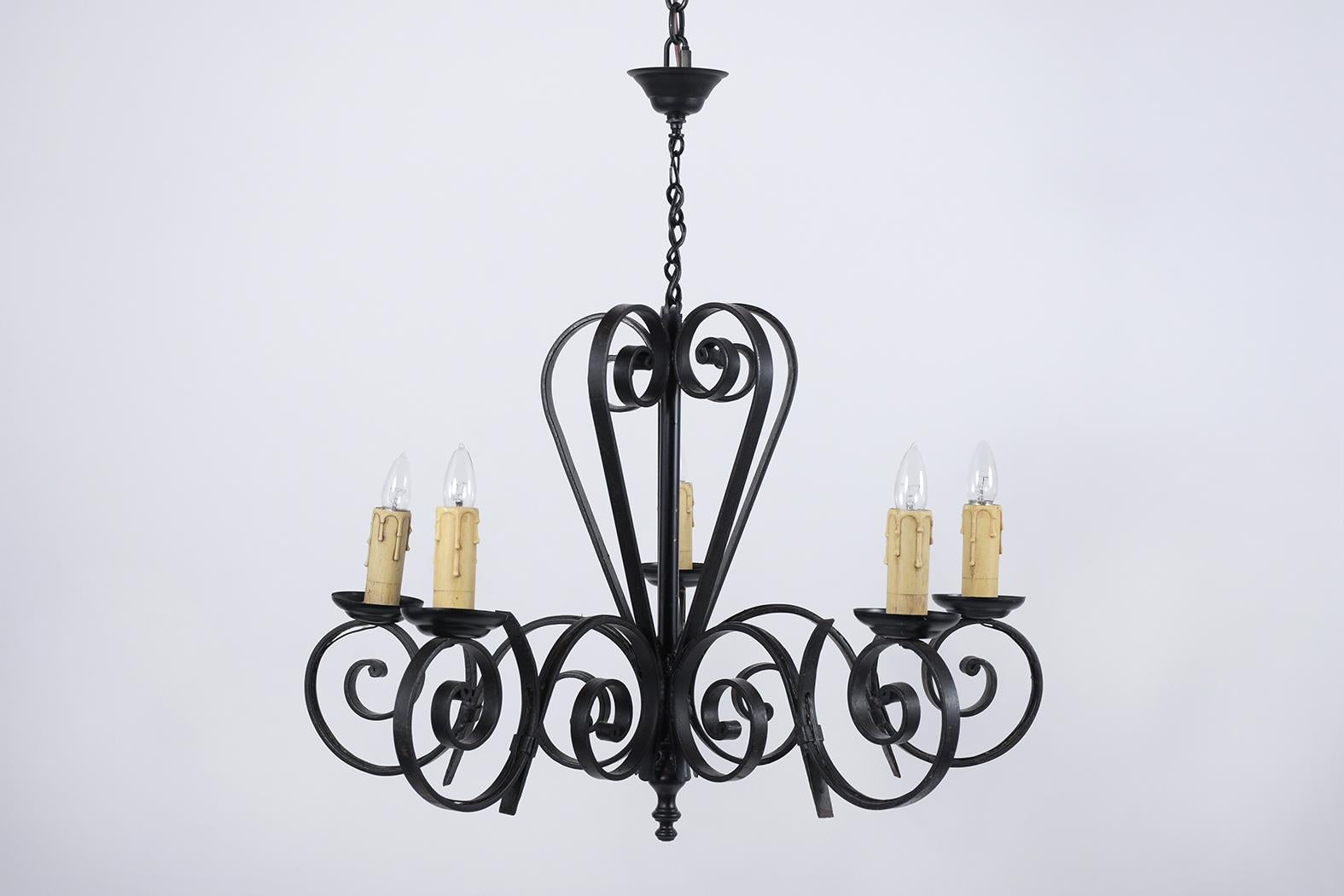 Spanish Colonial French Iron Chandelier