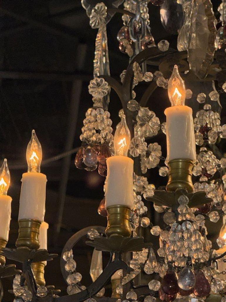 Cristallo Lampadario francese in ferro in vendita