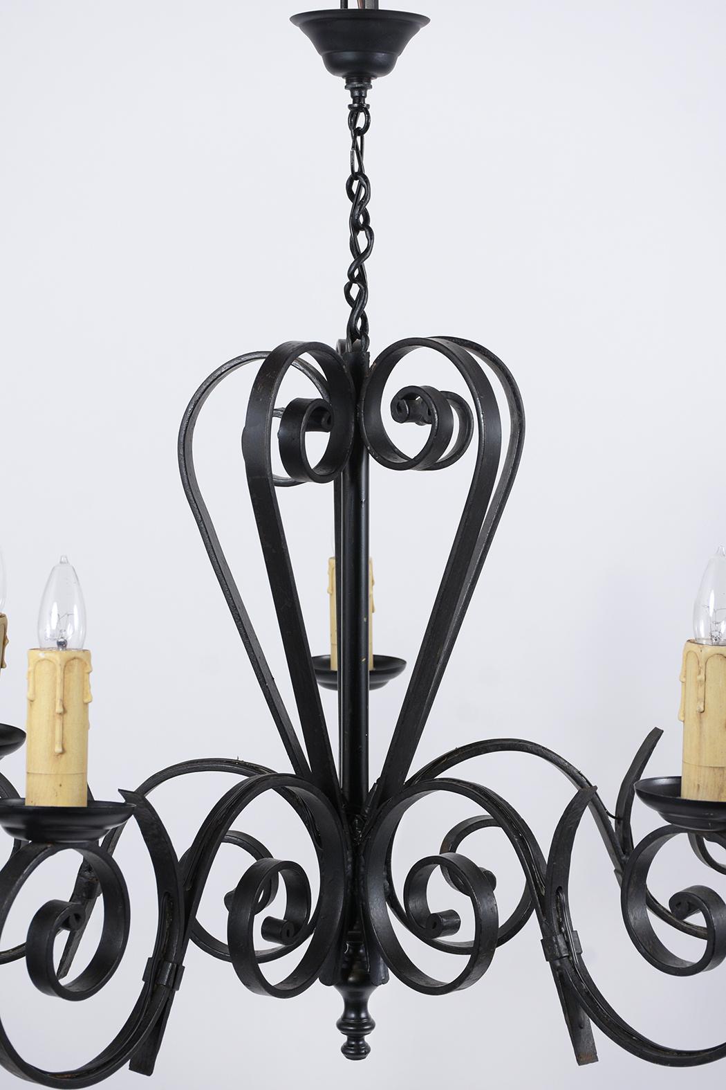 Mid-20th Century French Iron Chandelier