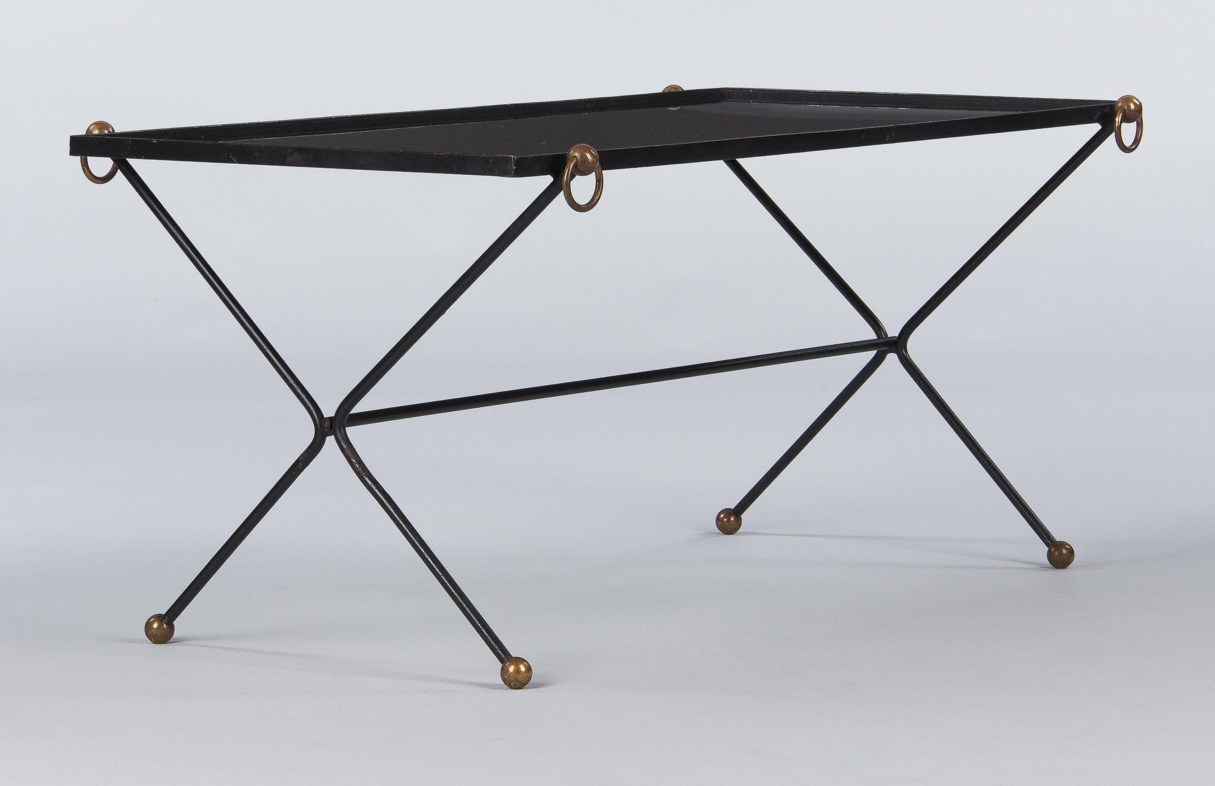 French Iron Coffee Table Attributed to Jacques Adnet, 1950s 4