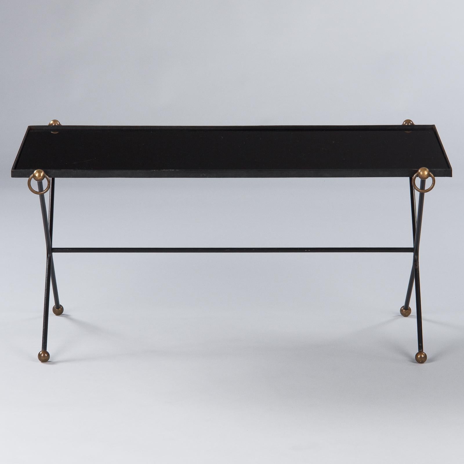 French Iron Coffee Table Attributed to Jacques Adnet, 1950s 5