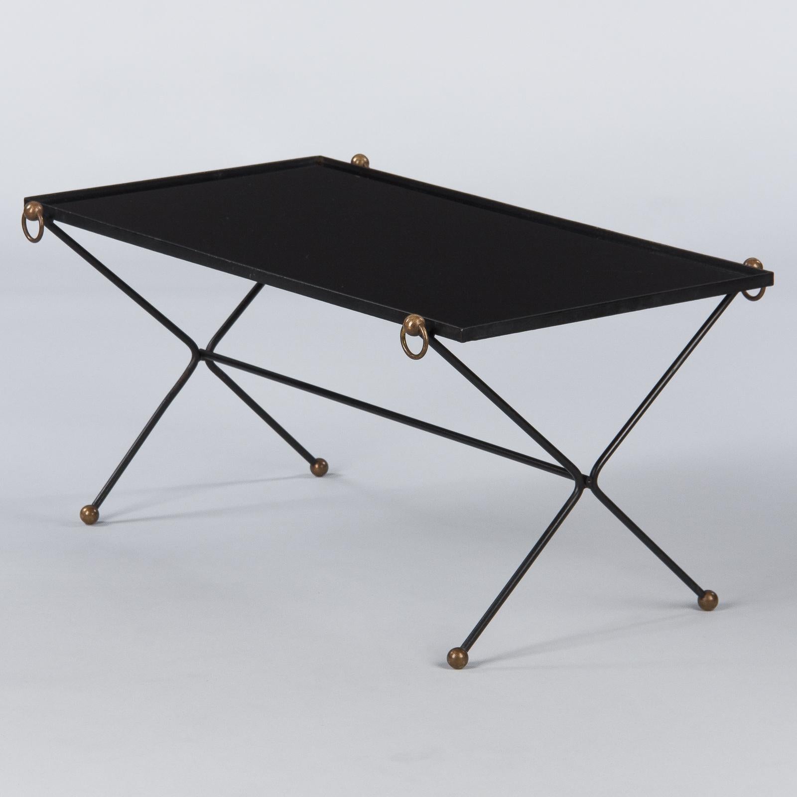 French Iron Coffee Table Attributed to Jacques Adnet, 1950s 9