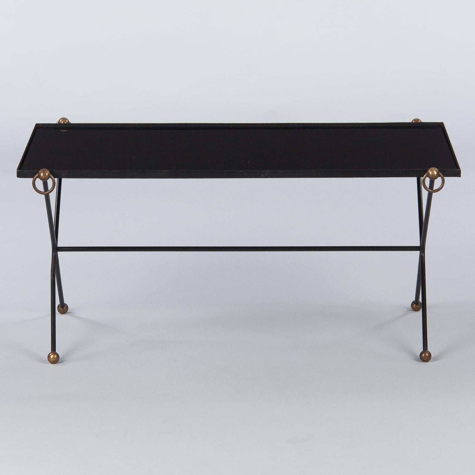Mid-Century Modern French Iron Coffee Table Attributed to Jacques Adnet, 1950s