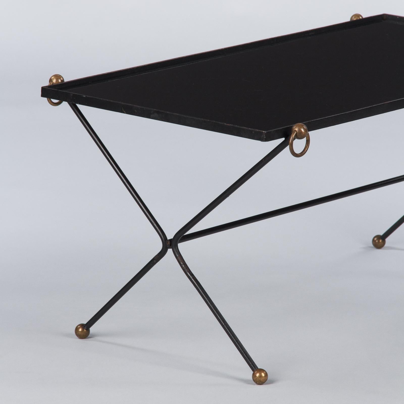 French Iron Coffee Table Attributed to Jacques Adnet, 1950s In Good Condition In Austin, TX