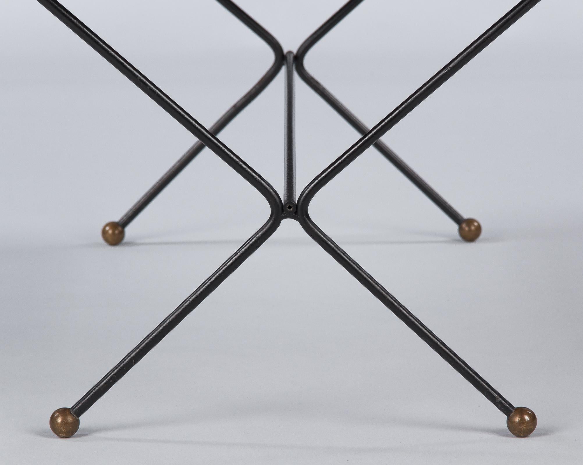 French Iron Coffee Table Attributed to Jacques Adnet, 1950s 1