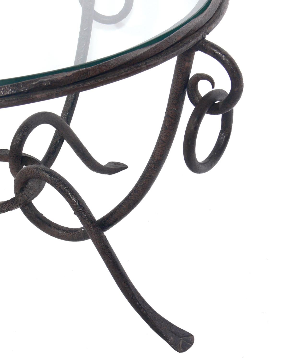 French Iron Coffee Table attributed to Rene Drouet In Good Condition In Atlanta, GA