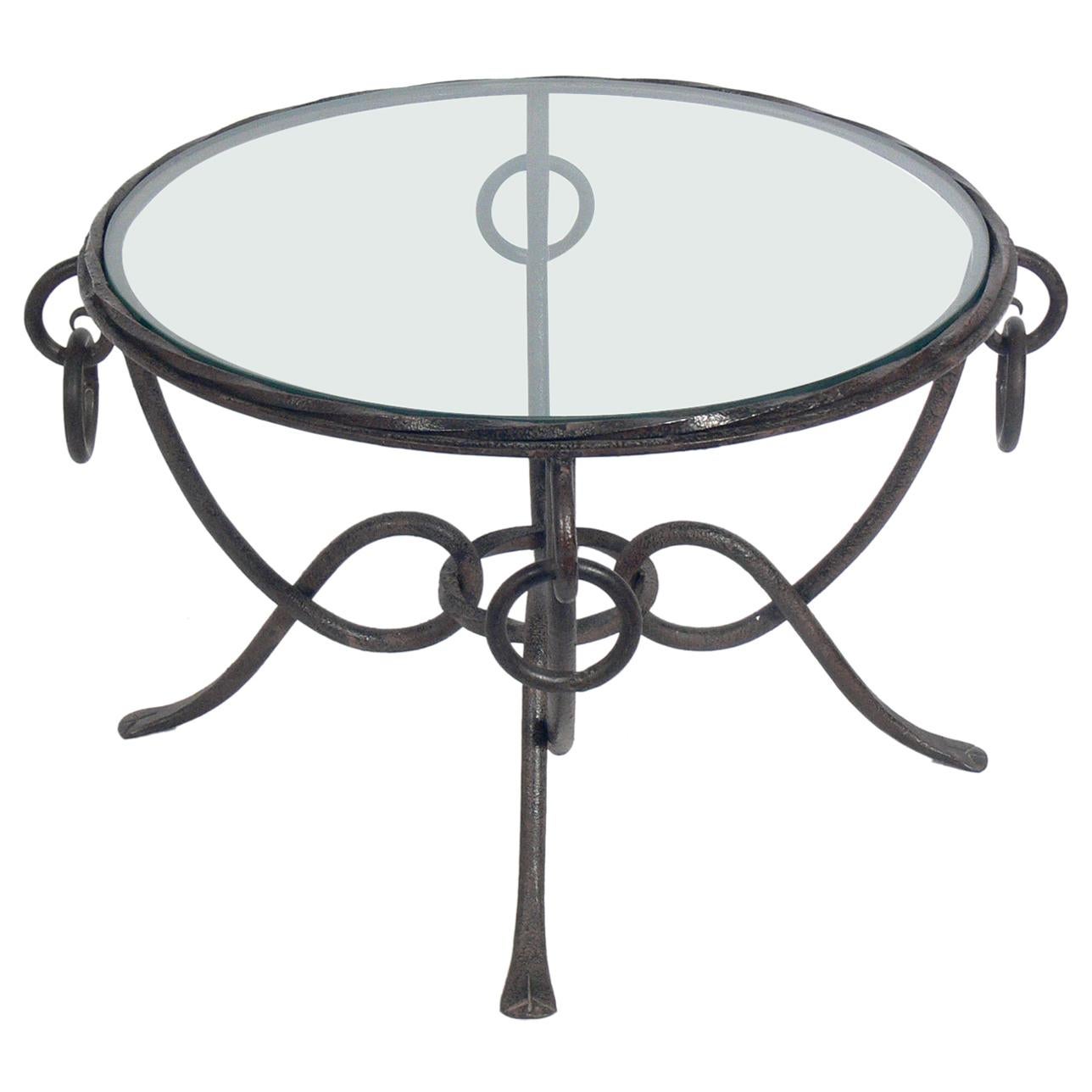 French Iron Coffee Table attributed to Rene Drouet