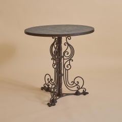 French Iron + Concrete Guéridon Side Table, 1940s