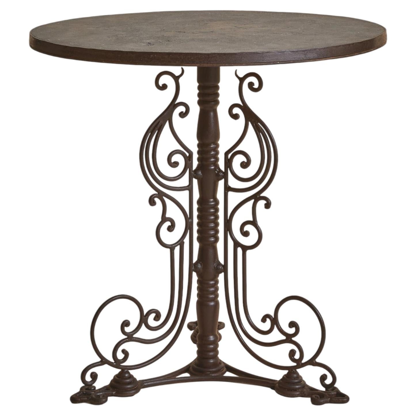 French Iron + Concrete Guéridon Side Table, 1940s