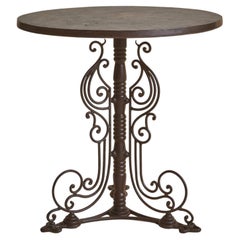 French Iron + Concrete Guéridon Side Table, 1940s