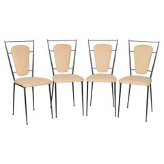 1950s French Iron Dining Chairs, Set of 4