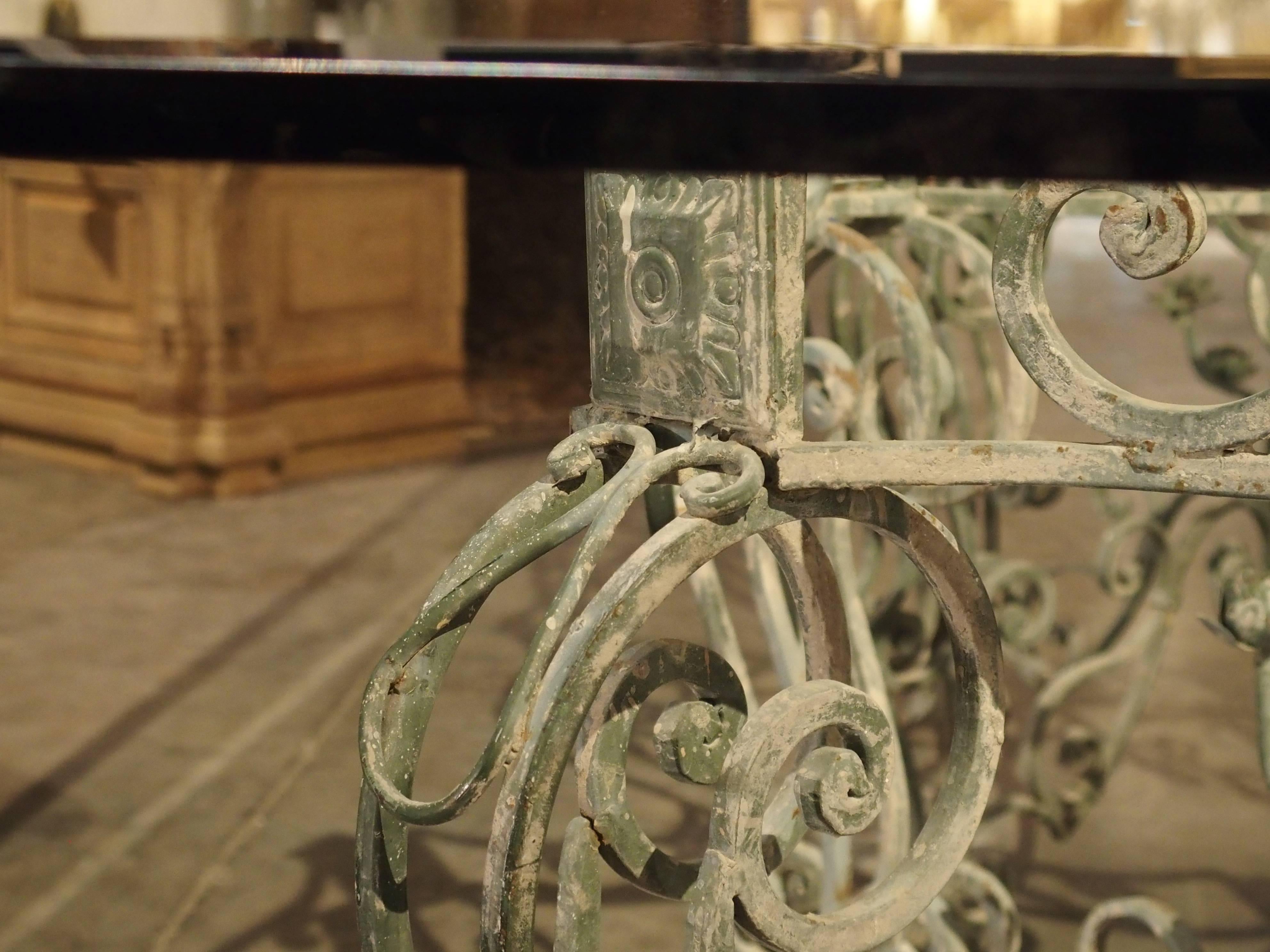 French Iron Dining Table with Glass Top 2