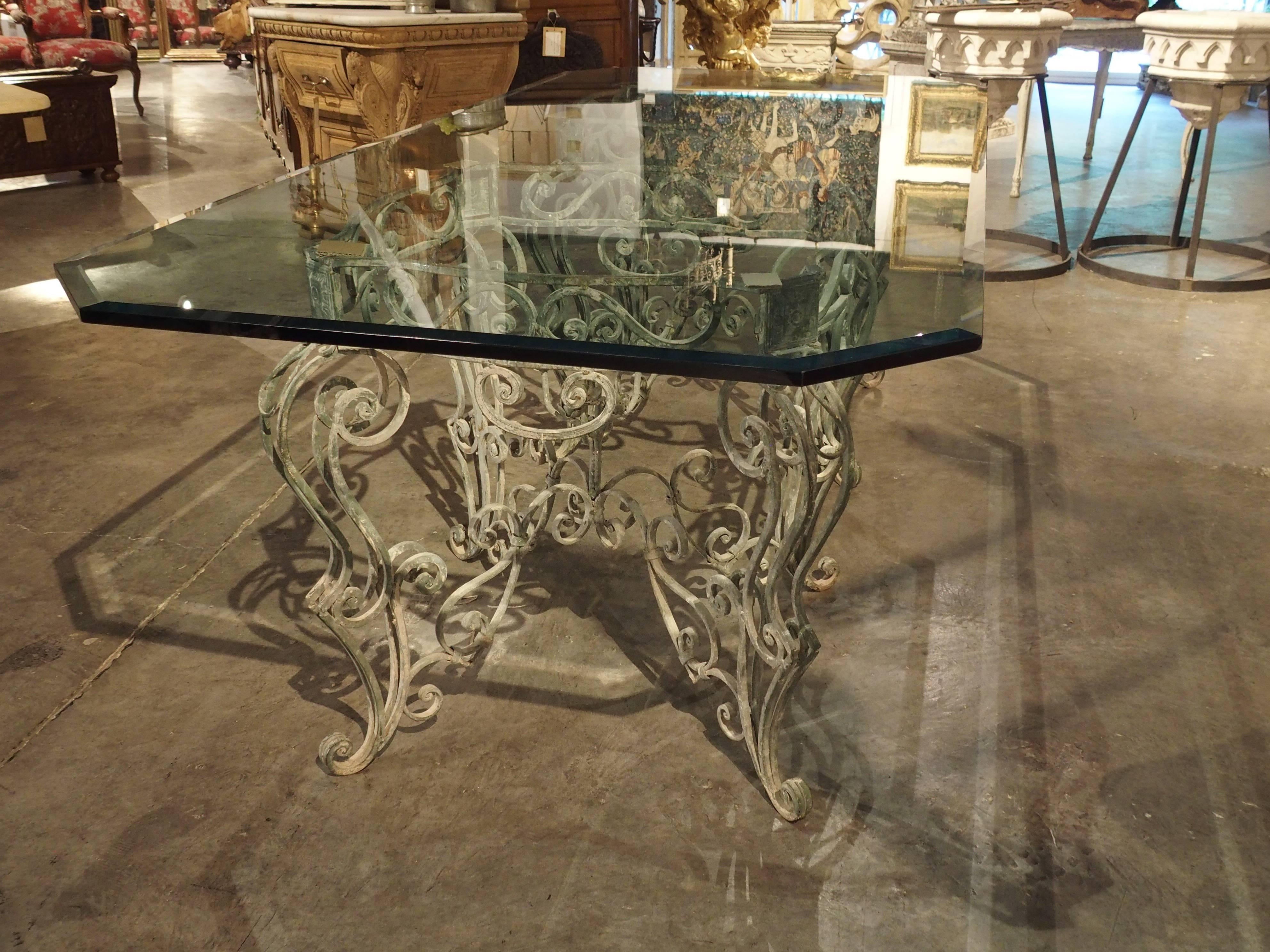 French Iron Dining Table with Glass Top 3