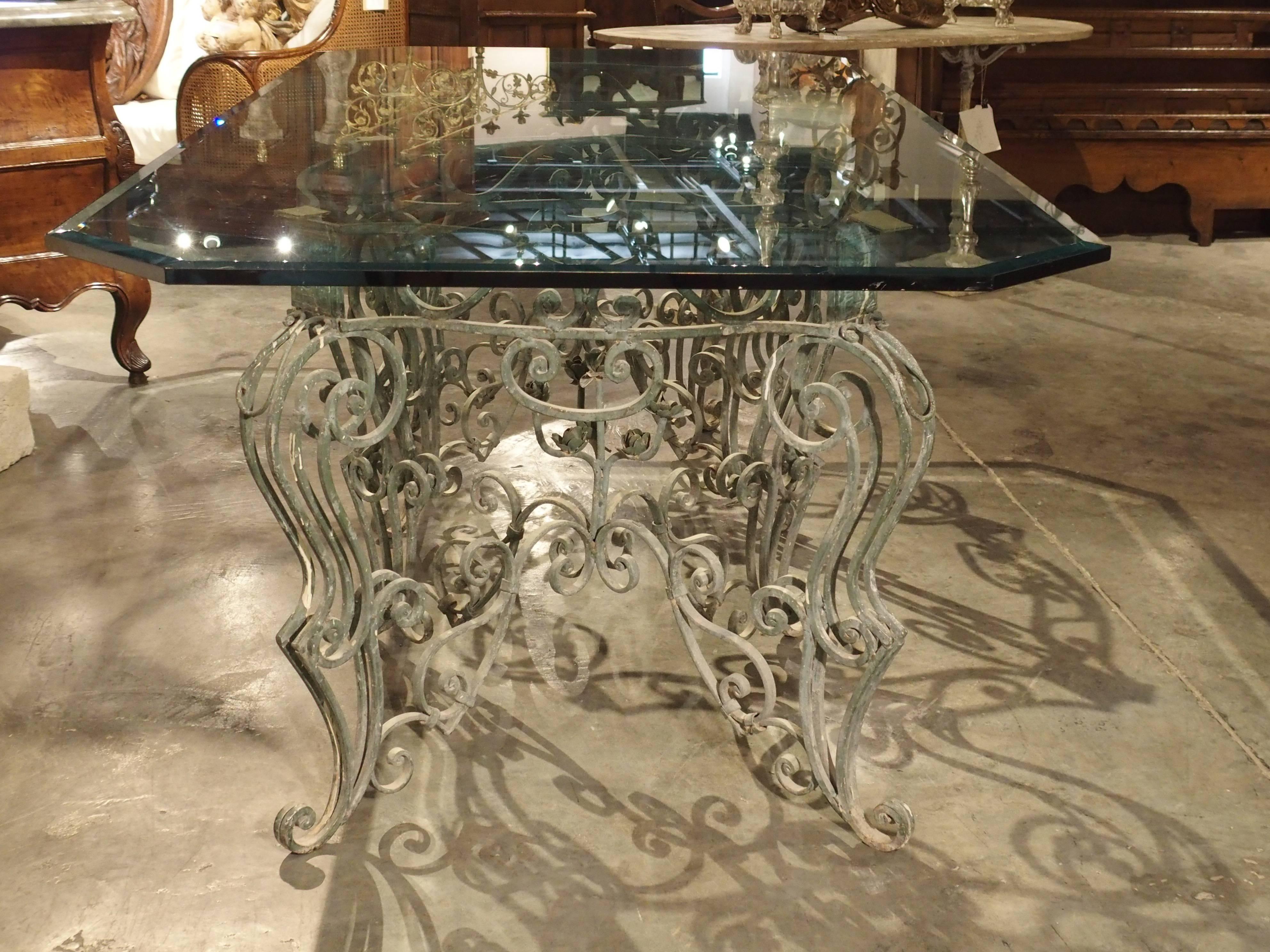 French Iron Dining Table with Glass Top 6