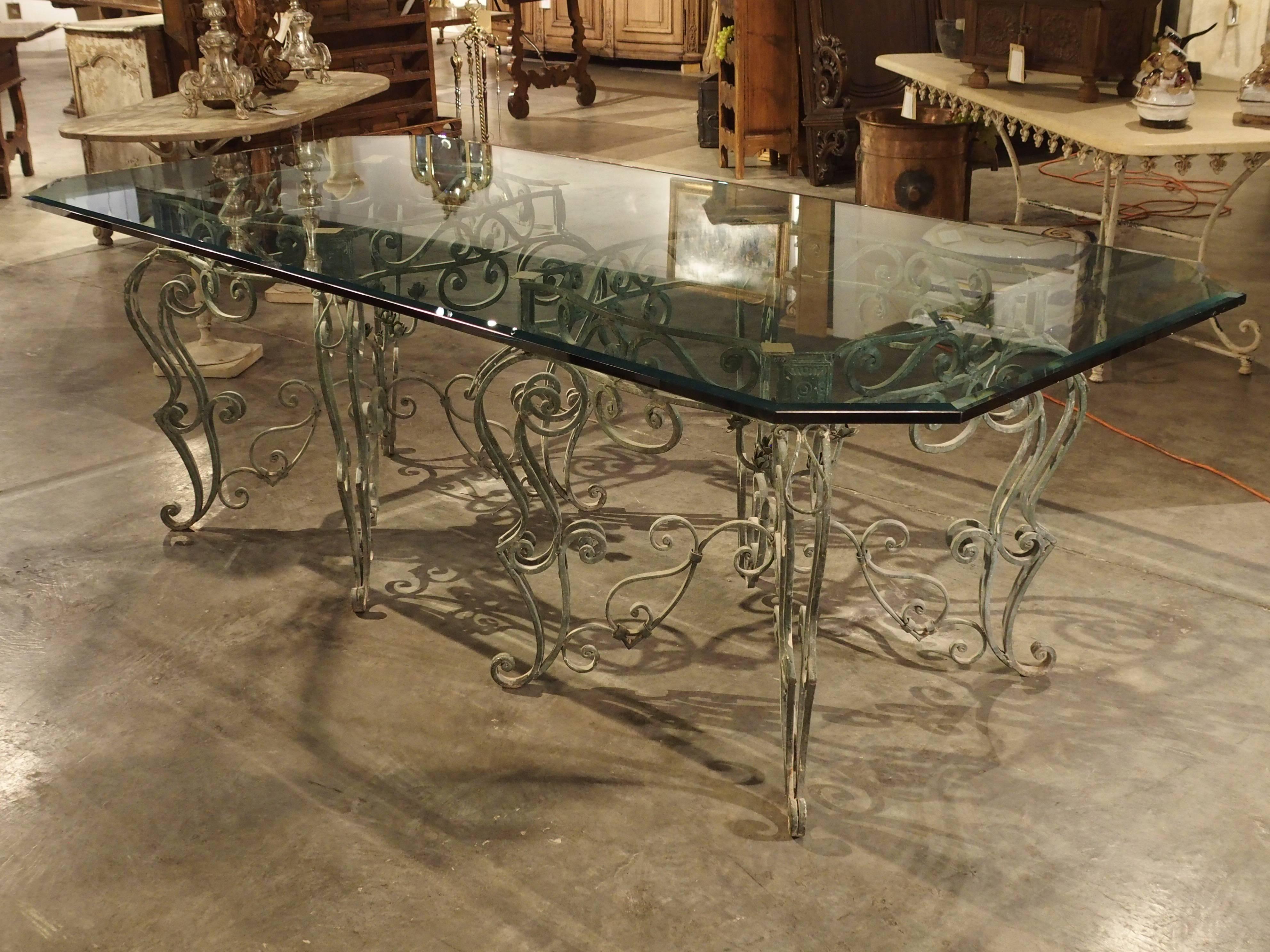 French Iron Dining Table with Glass Top 10