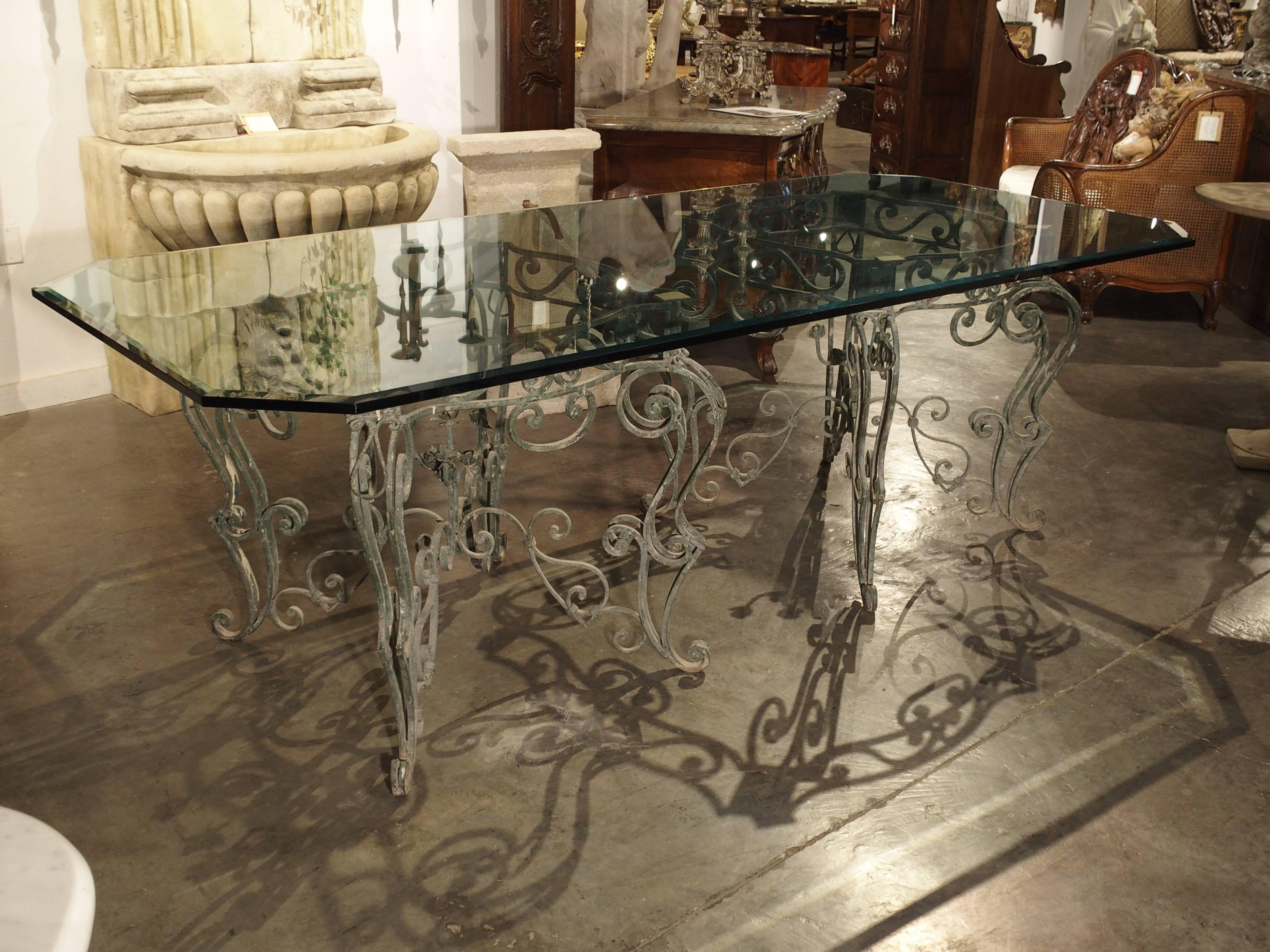 French Iron Dining Table with Glass Top 12
