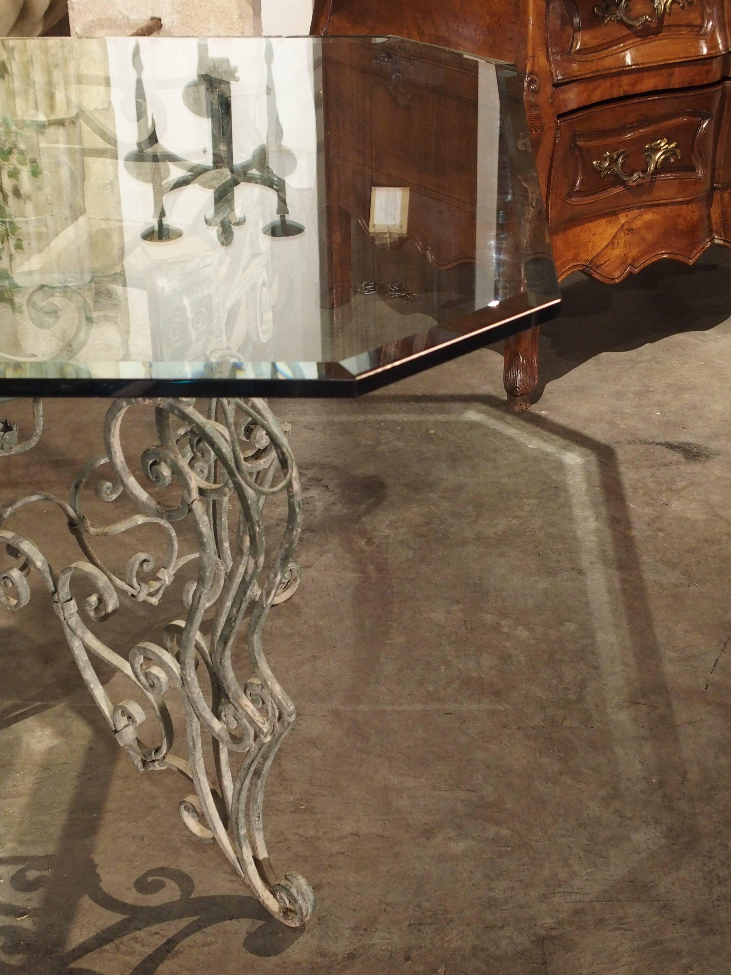 French Iron Dining Table with Glass Top 1